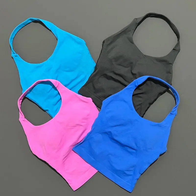 Seamless Strappy Gym Top Built-in Bra - LunoraFit