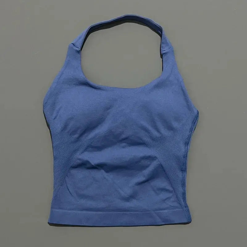 Seamless Strappy Gym Top Built-in Bra - LunoraFit