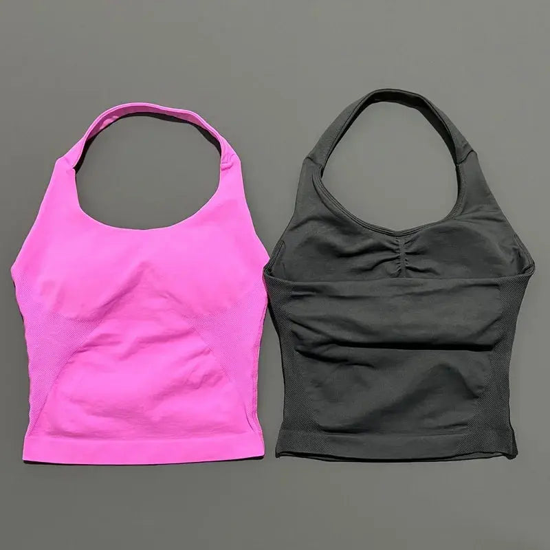 Seamless Strappy Gym Top Built-in Bra - LunoraFit