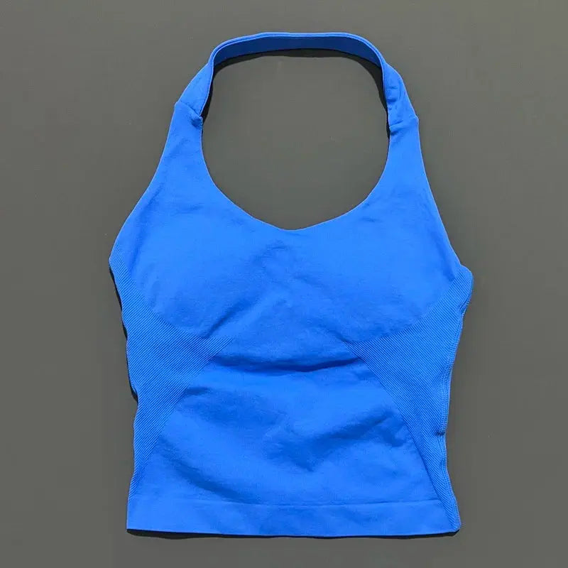 Seamless Strappy Gym Top Built-in Bra - LunoraFit