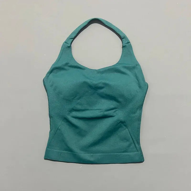 Seamless Strappy Gym Top Built-in Bra - LunoraFit