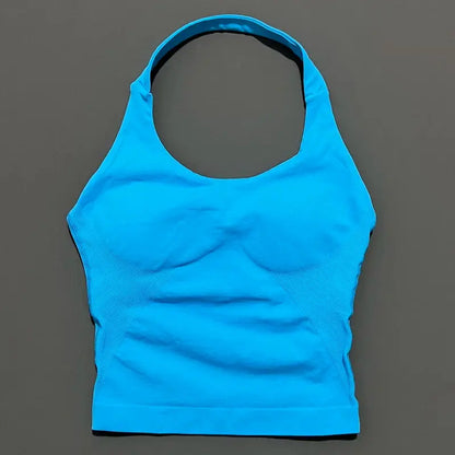 Seamless Strappy Gym Top Built-in Bra - LunoraFit